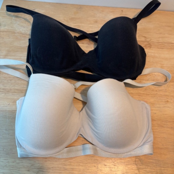 Third Love 24/7 Pima Cotton T-Shirt Bra 34D Set of 2 Lined Underwire Black White - Picture 11 of 11